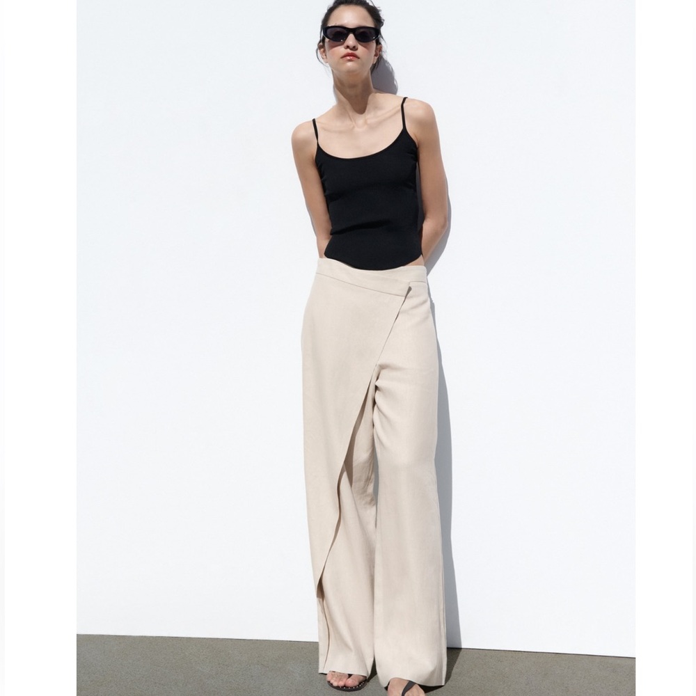 Zara LINEN BLEND PAREO PANTS